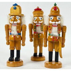 Wooden Lot of 3 Nutcracker Soldiers Hand Painted Christmas Decor Holiday Decor